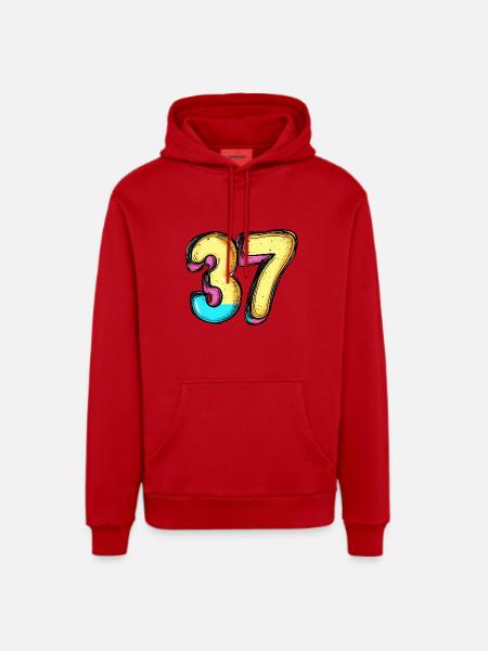 37 Number Comic - Organic Relaxed Hoodie Made in EU - red