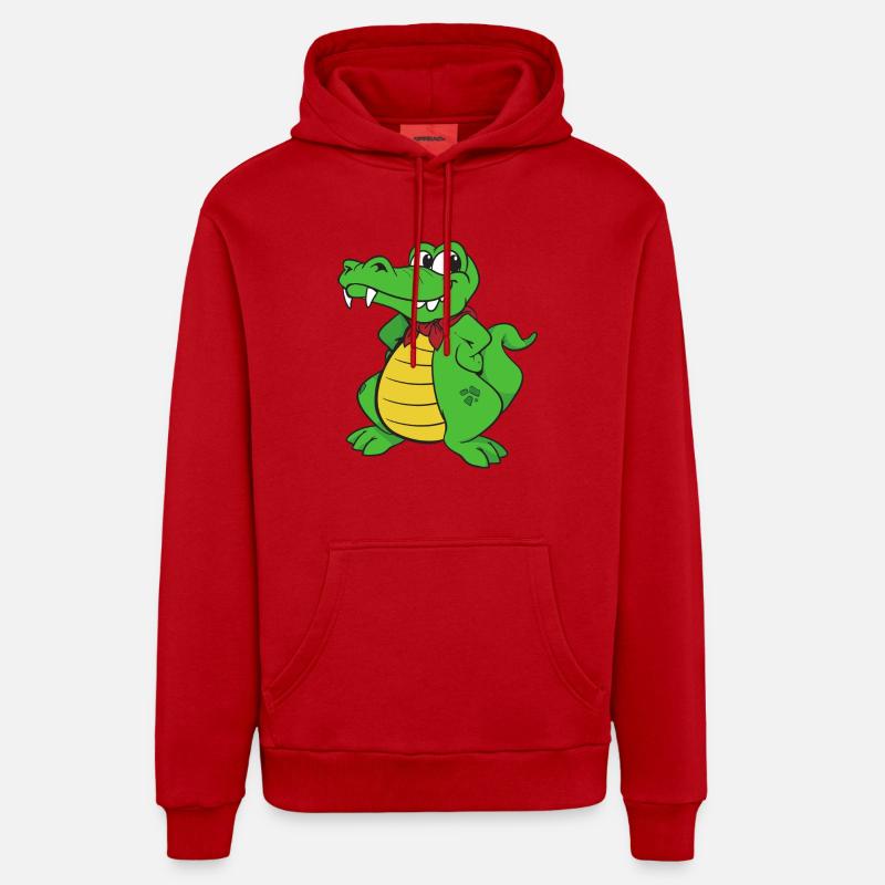 Croco Caïman Reptiles animaux - Sweat à capuche bio décontracté fabriqué en UE - rouge