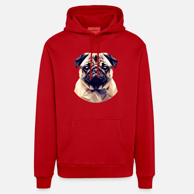 Carlin polygonal mignon - Sweat à capuche bio décontracté fabriqué en UE - rouge
