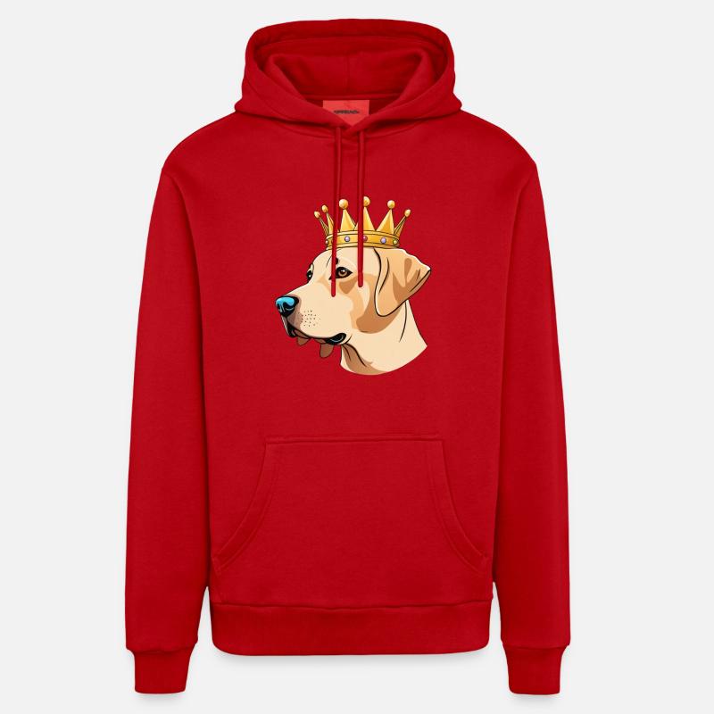 « Têtes couronnées » - Labrador - Sweat à capuche bio décontracté fabriqué en UE - rouge