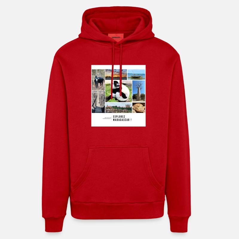 Souvenirs de Madagascar - Sweat à capuche bio décontracté fabriqué en UE - rouge