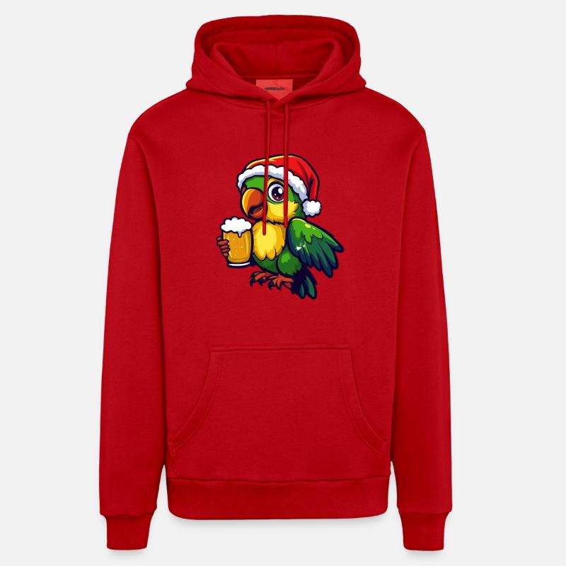 Perroquet Bière de Noël Drôle - Sweat à capuche bio décontracté fabriqué en UE - rouge