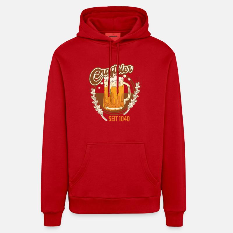 BIÈRE ARTISANALE - Sweat à capuche bio décontracté fabriqué en UE - rouge