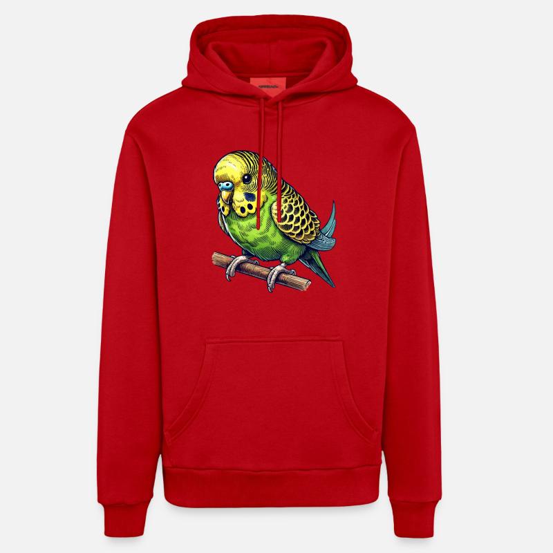 Perruche ondulée - Sweat à capuche bio décontracté fabriqué en UE - rouge