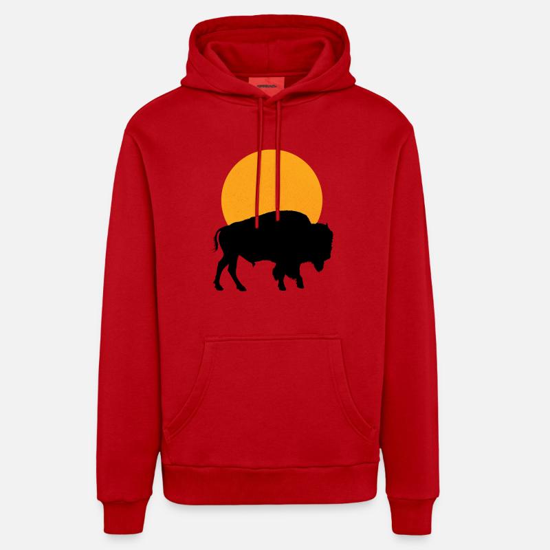 Silhouette bison - Sweat à capuche bio décontracté fabriqué en UE - rouge