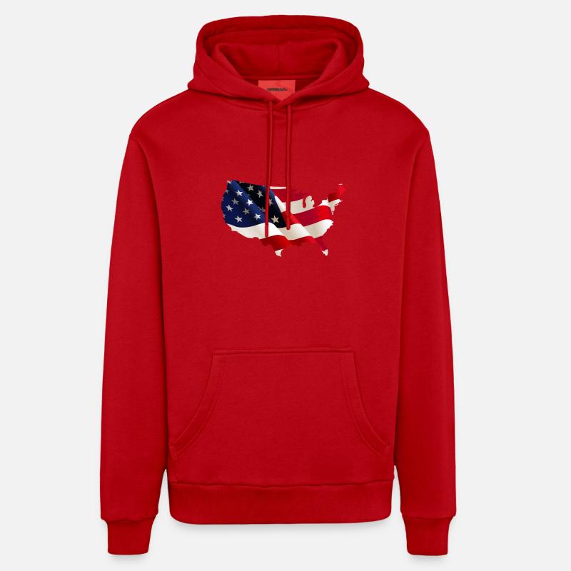 États-Unis - Sweat à capuche bio décontracté fabriqué en UE - rouge