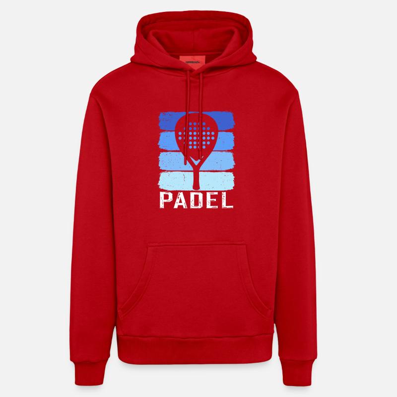 Retro padel - Sweat à capuche bio décontracté fabriqué en UE - rouge