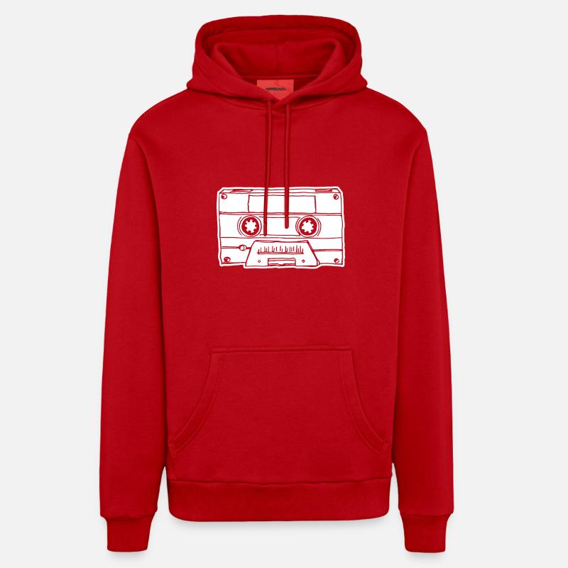 Cassette de musique Cassette audio - Sweat à capuche bio décontracté fabriqué en UE - rouge