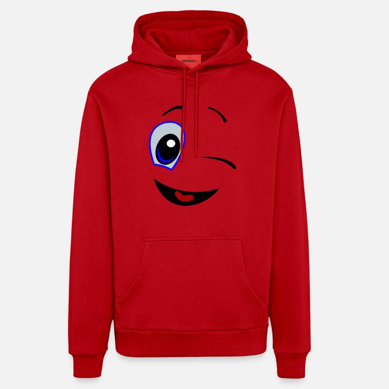 Emoji qui rit - Sweat à capuche bio décontracté fabriqué en UE - rouge