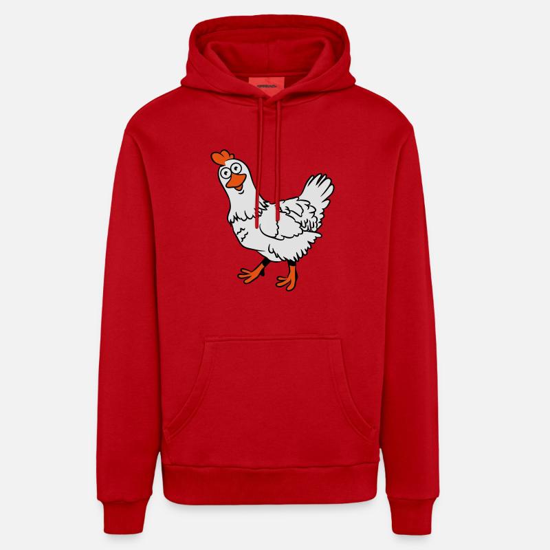 Oiseau poulet drôle - Sweat à capuche bio décontracté fabriqué en UE - rouge
