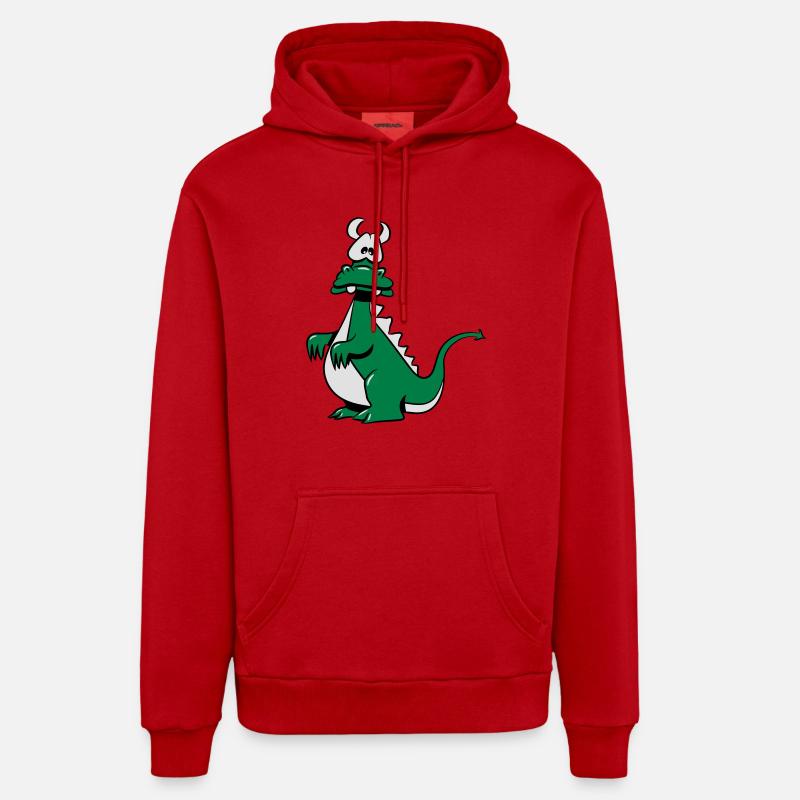 Dragon drôle - Sweat à capuche bio décontracté fabriqué en UE - rouge