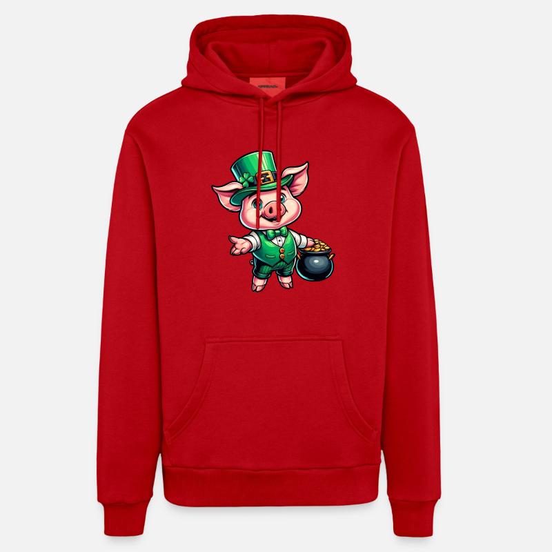 Doux cochon de la Saint-Patrick - Sweat à capuche bio décontracté fabriqué en UE - rouge