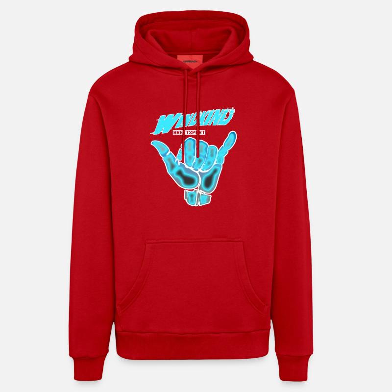 Windchild Surf - Sweat à capuche bio décontracté fabriqué en UE - rouge