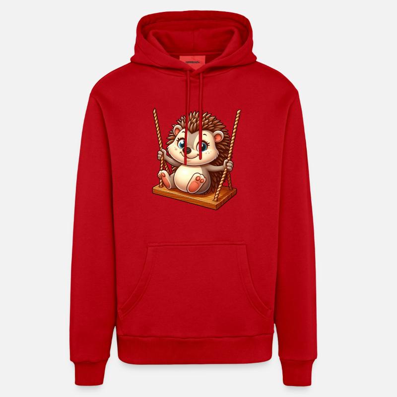 Mignon hérisson balançant terrain de jeu amusant Sweat à capuche bio décontracté fabriqué en UE