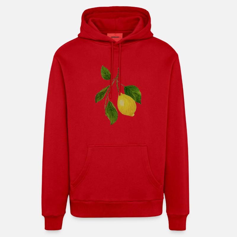 Branche de citron - Sweat à capuche bio décontracté fabriqué en UE - rouge