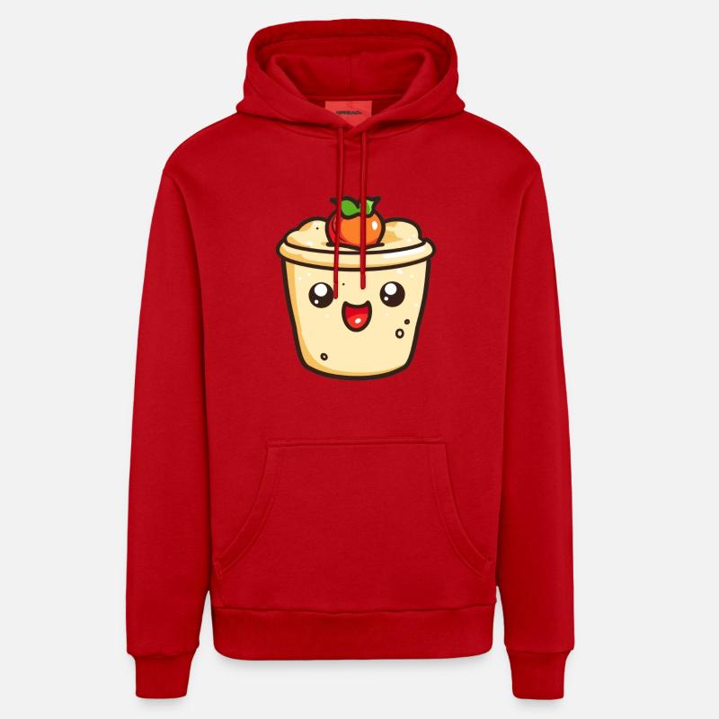 Dessin animé de dessert mignon - Sweat à capuche bio décontracté fabriqué en UE - rouge