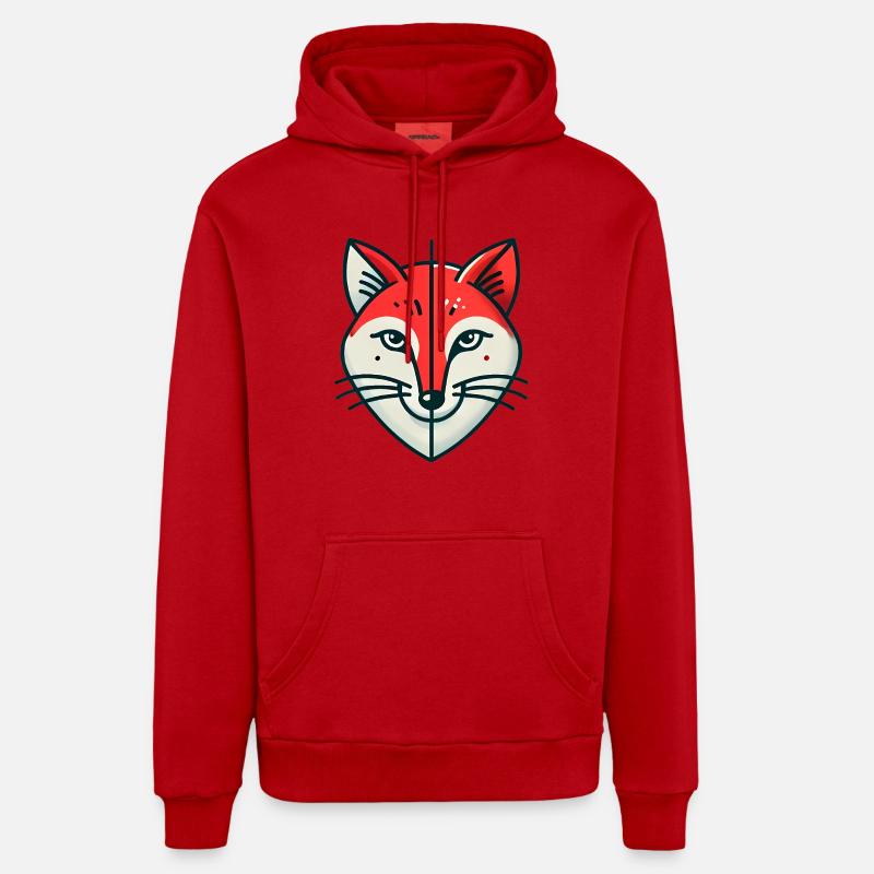 Geometric Split Fox Illustration Organic Relaxed Hoodie Made in EU