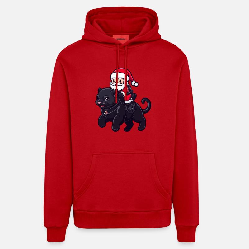 Panthère Père Noël dessin animé - Sweat à capuche bio décontracté fabriqué en UE - rouge