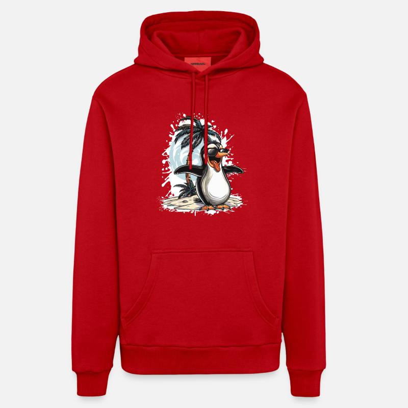 Palmier de l’île Penguin - Sweat à capuche bio décontracté fabriqué en UE - rouge