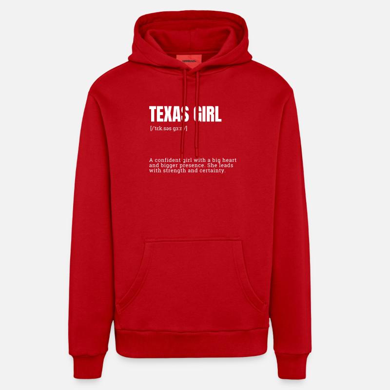 Texas Confiante - Sweat à capuche bio décontracté fabriqué en UE - rouge
