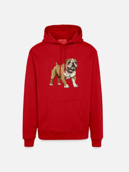Bulldog Dog - Organic Relaxed Hoodie Made in EU - red