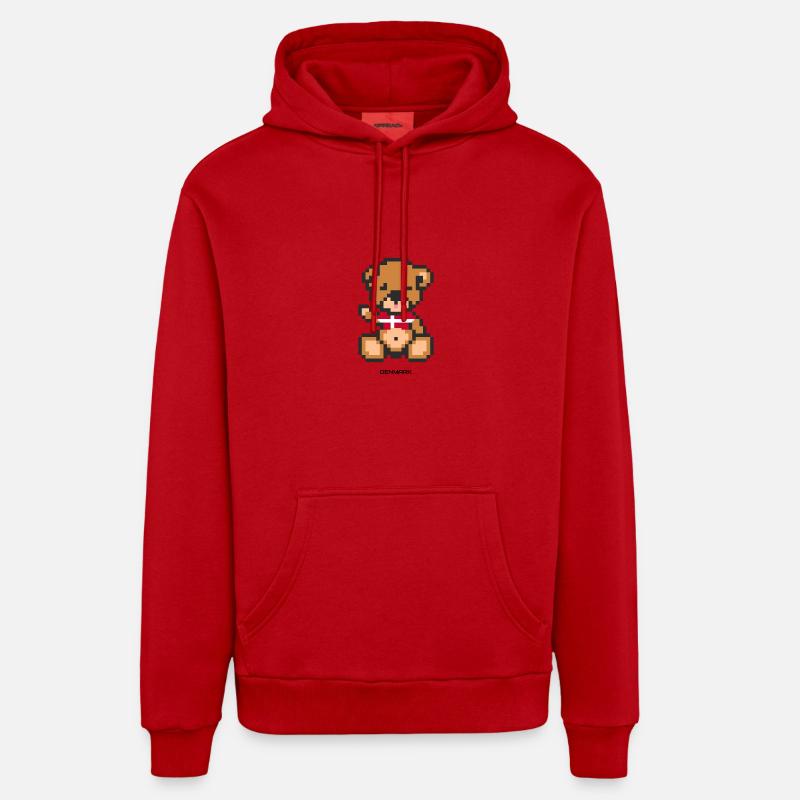 Pixel Bear Denmark - Sweat à capuche bio décontracté fabriqué en UE - rouge
