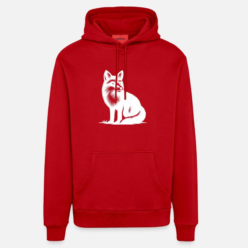 Renard mignon et rusé - Sweat à capuche bio décontracté fabriqué en UE - rouge