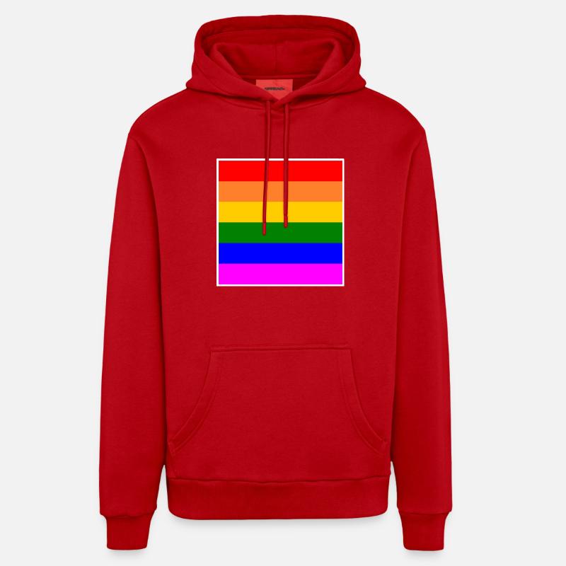 Drapeau arc-en-ciel LGBT - Sweat à capuche bio décontracté fabriqué en UE - rouge