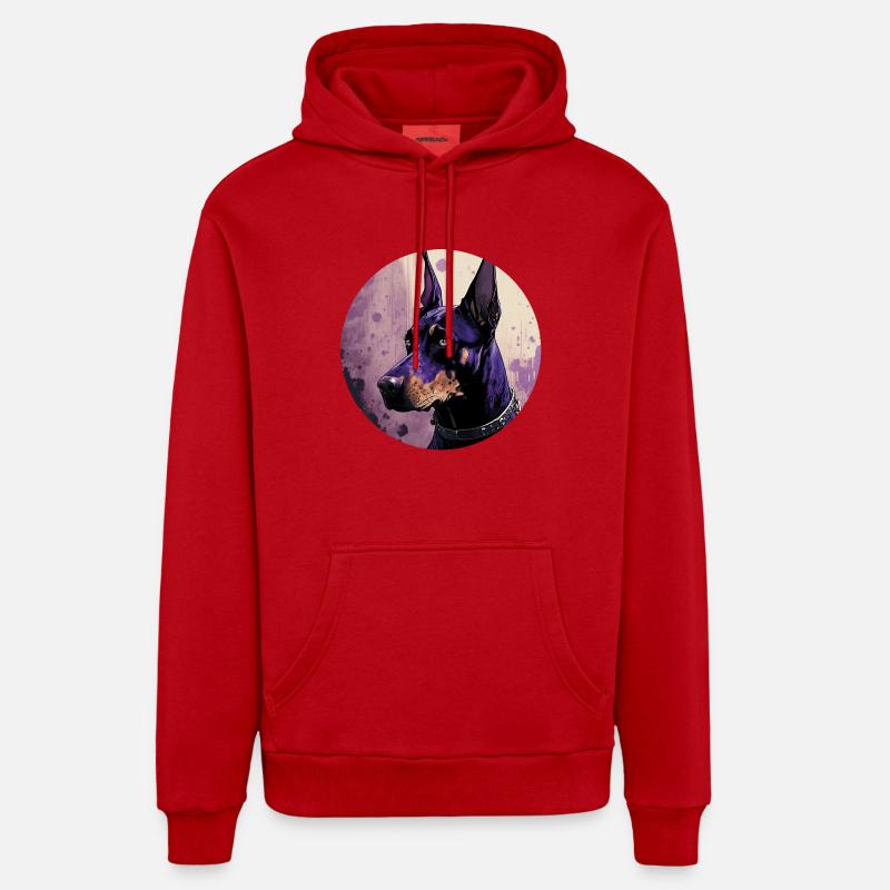 Cool Doberman - Sweat à capuche bio décontracté fabriqué en UE - rouge