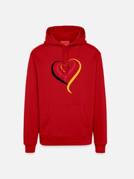 Deutschland Herz - Organic Relaxed Hoodie Made in EU - Rot