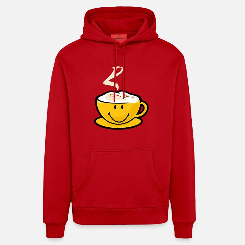 Smiley Capuccino - Sweat à capuche bio décontracté fabriqué en UE - rouge