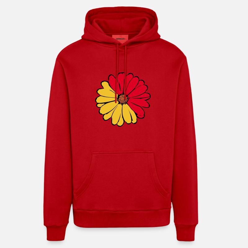 Motif Fleur Années 70 - Sweat à capuche bio décontracté fabriqué en UE - rouge