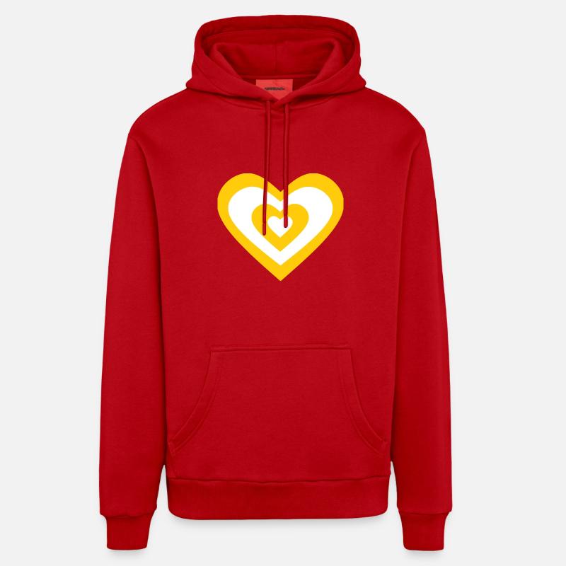 Saint Valentin Coeur Jaune - Sweat à capuche bio décontracté fabriqué en UE - rouge