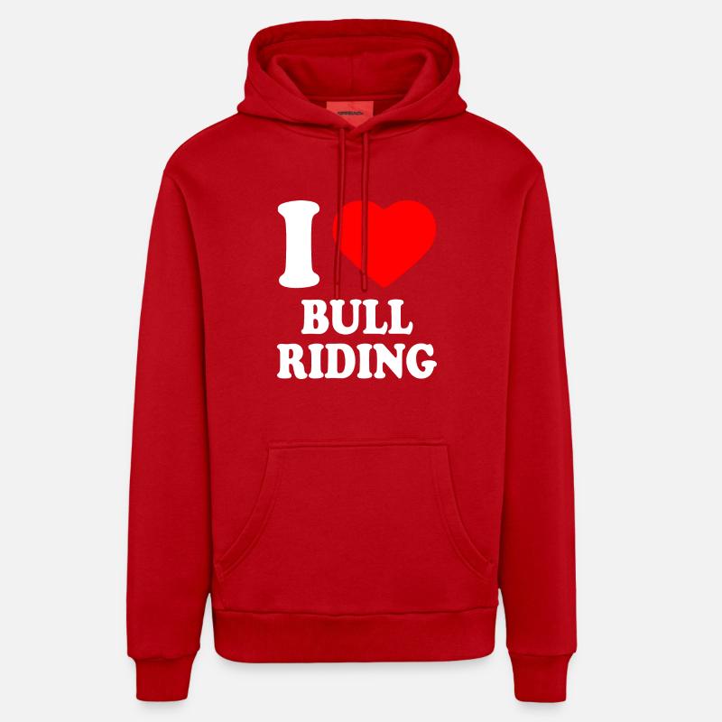 I love bull riding - Sweat à capuche bio décontracté fabriqué en UE - rouge