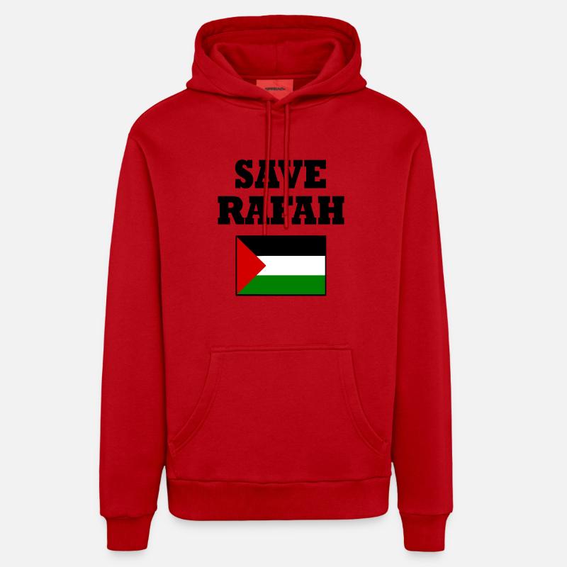 Save rafah - Sweat à capuche bio décontracté fabriqué en UE - rouge