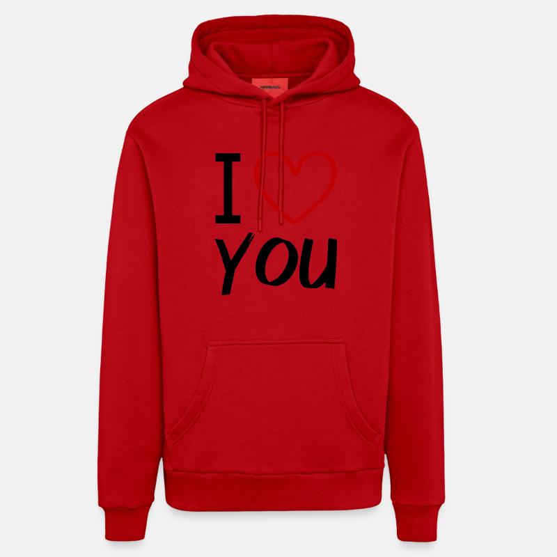 Je t’aime - Sweat à capuche bio décontracté fabriqué en UE - rouge
