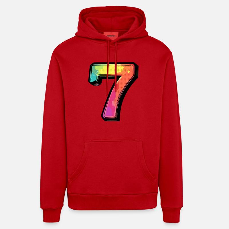Bande dessinée à 7 chiffres - Sweat à capuche bio décontracté fabriqué en UE - rouge