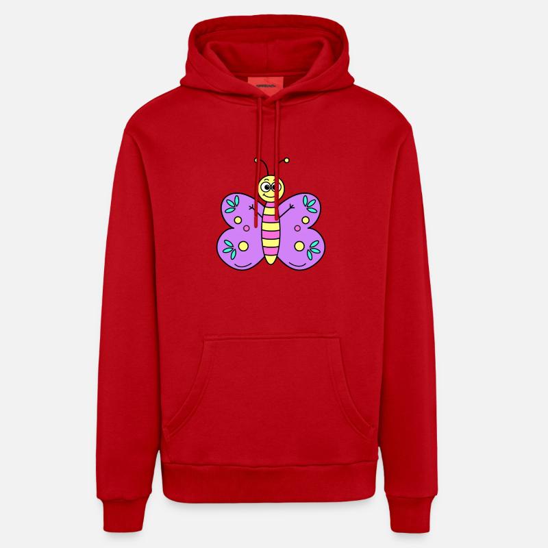 Papillon Violet - Sweat à capuche bio décontracté fabriqué en UE - rouge
