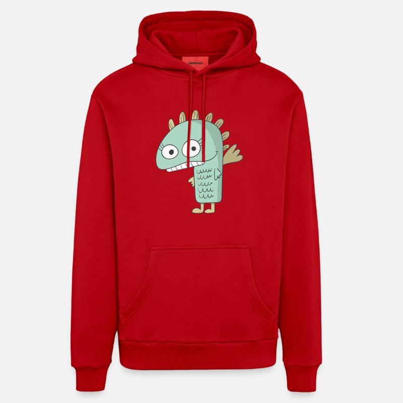 Monstres - Sweat à capuche bio décontracté fabriqué en UE - rouge