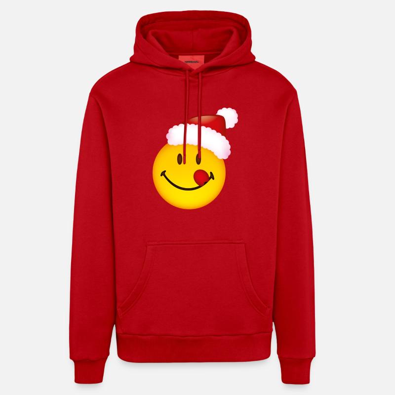 Smiley Cheeky Christmas - Sweat à capuche bio décontracté fabriqué en UE - rouge
