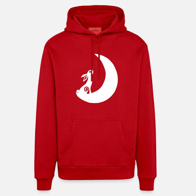Un lapin sur la lune - Sweat à capuche bio décontracté fabriqué en UE - rouge