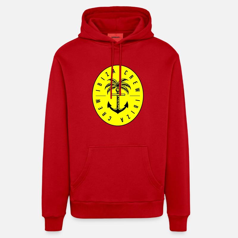 Palmier d’ancre d’équipage d’Ibiza - Sweat à capuche bio décontracté fabriqué en UE - rouge