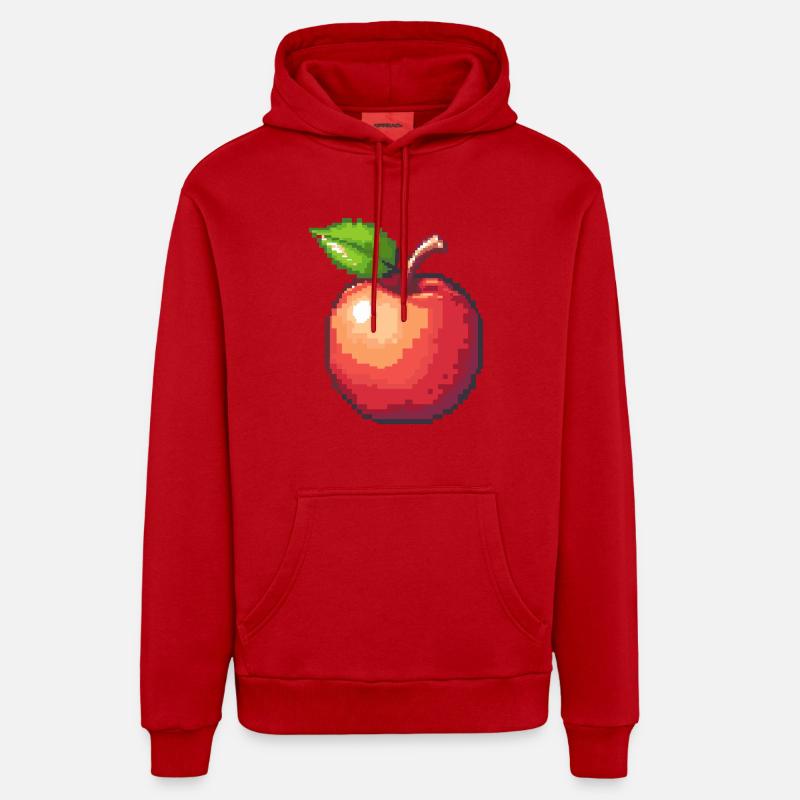 Icône Apple Pixel - Sweat à capuche bio décontracté fabriqué en UE - rouge