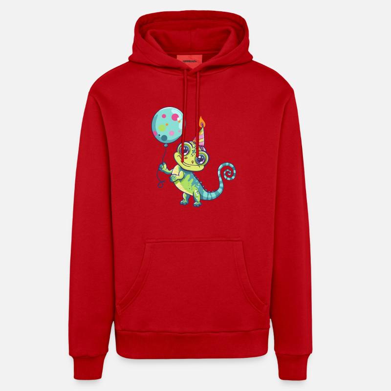 Bande dessinée d’anniversaire caméléon - Sweat à capuche bio décontracté fabriqué en UE - rouge