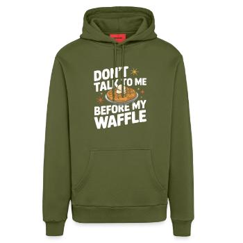 Gaufres Bonbons pour le petit-déjeuner - Sweat à capuche bio décontracté fabriqué en UE - MOSS GREEN - Devant