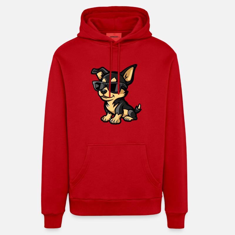 Chihuahua Chiens Bande Dessinée Cool - Sweat à capuche bio décontracté fabriqué en UE - rouge
