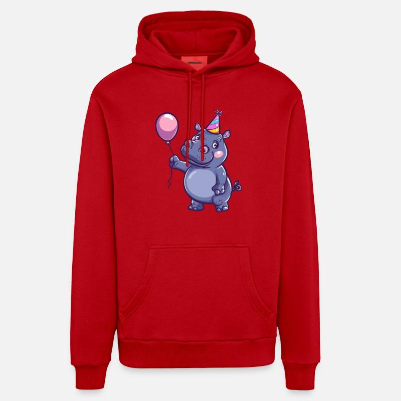 Hippopotame Anniversaire Bébé - Sweat à capuche bio décontracté fabriqué en UE - rouge