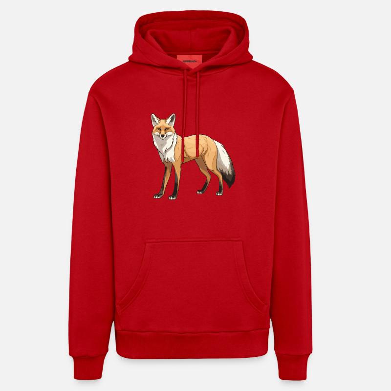 Animal renard - Sweat à capuche bio décontracté fabriqué en UE - rouge