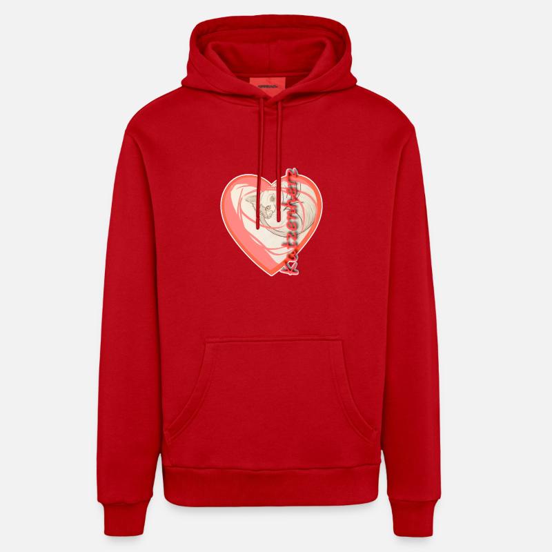 Cœur de chat - Sweat à capuche bio décontracté fabriqué en UE - rouge