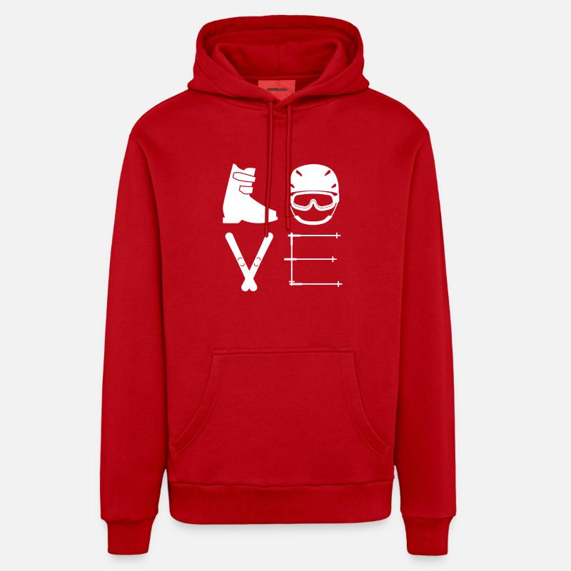 ski amour - Sweat à capuche bio décontracté fabriqué en UE - rouge